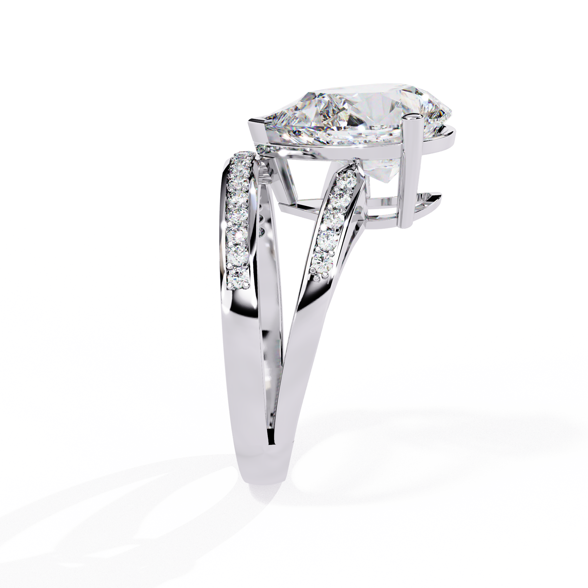 Solitairekart 5.78 ct Lab Grown Diamond Halo Pear Cut Ring in 14k Yellow Gold.